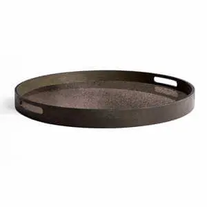 Aged Round Mirror Tray